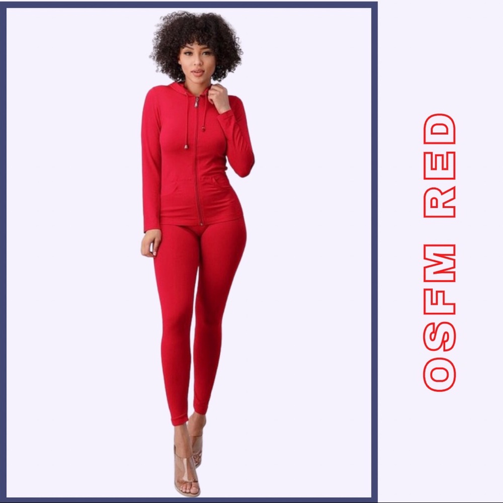 Red Hoodie Legging Set